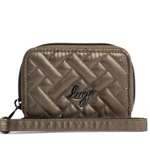 Lug Chipper Wristlet Pouch w RFID - Metallic Walnut NWT